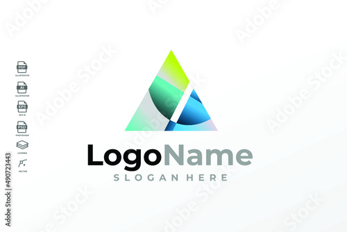 Modern Gradient Letter A, Triangle Logo Design Template Vector