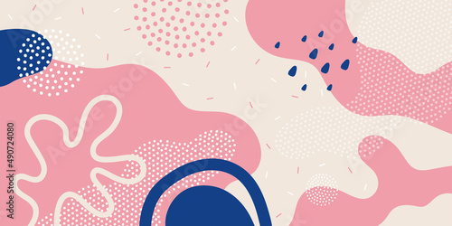 Doodle background pattern, abstract colored shapes. Modern minimalism trendy pattern background. Vector background.