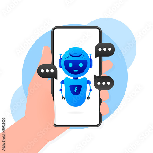 Chatbot icon concept, chat bot or chatterbot. Robot Virtual Assistance Of Website Or Mobile Applications. Vector illustration