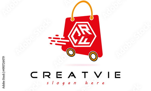 CRF three letter monogram type eCommerce creative initials letter logo design vector template.