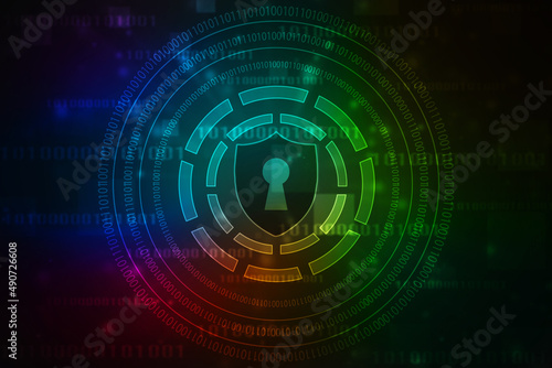 Protect and Security concept. Digital Shield on abstract technology background, Cyber security and information or network protection. Future technology web services for business and internet project