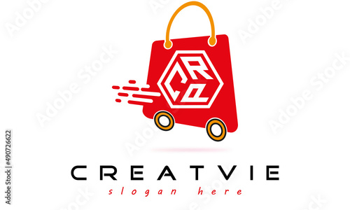 CRP three letter monogram type eCommerce creative initials letter logo design vector template.