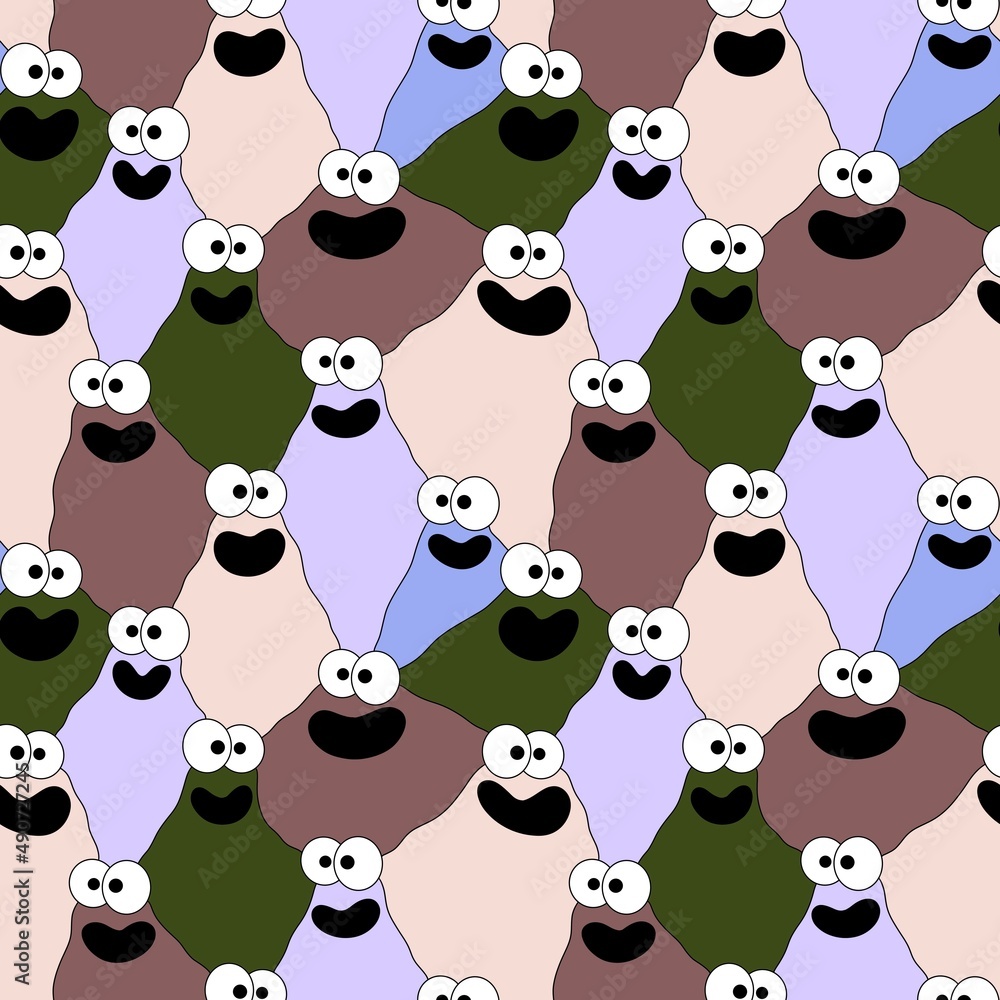 Kids seamless cute monster alien pattern for fabrics and packaging and gifts and cards and linens and wrapping paper