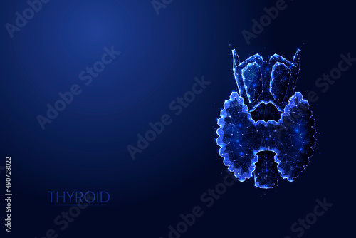 Human thyroid gland low poly concept vector illustration.