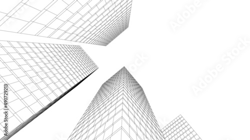 Architecture building linear 3d illustration 