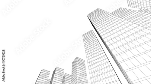 Architecture building linear 3d illustration 