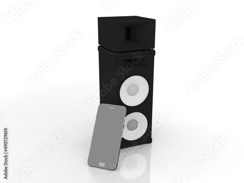 3d illustration speaker mobile phone

