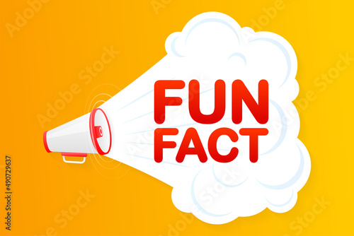 Megaphone yellow banner with fun fact sign. Vector illustration