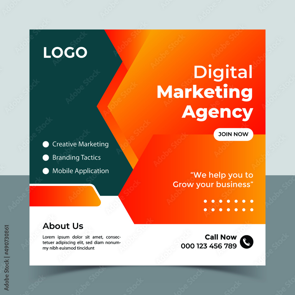 Digital marketing agency business promotion and Instagram post template,web  banner design template and Social Media Post vector de Stock | Adobe Stock
