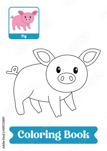 Pig animal coloring pages book