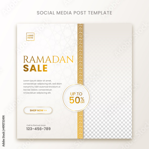 Luxury ramadan sale social media post template with islamic ornament  Premium Vector	
