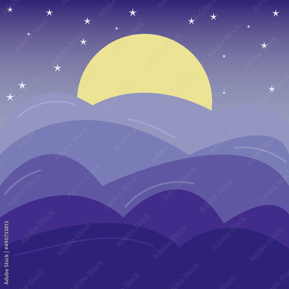 illustration of night sky with stars and clouds illustration of night sky with stars and clouds