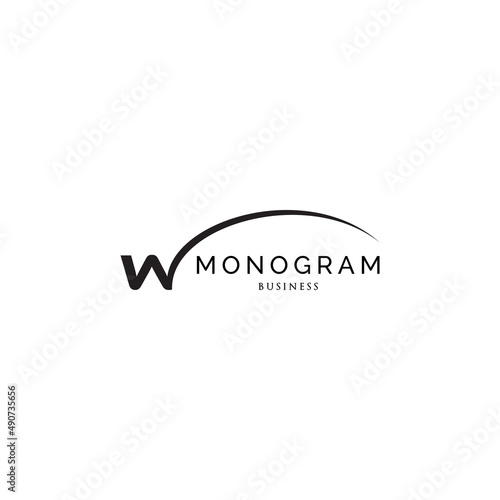 Initial letter W swoosh monogram logo design inspiration