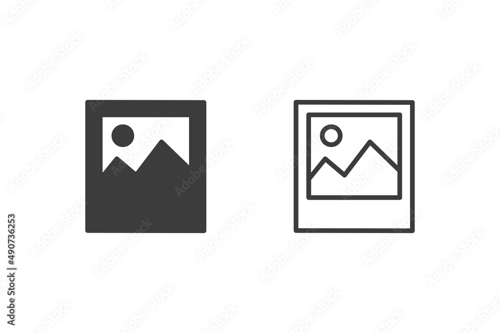 Image icons flat design with 2 style icons black and white. Isolated on white background. Image icons flat design with 2 style icons black and white. Isolated on white background.