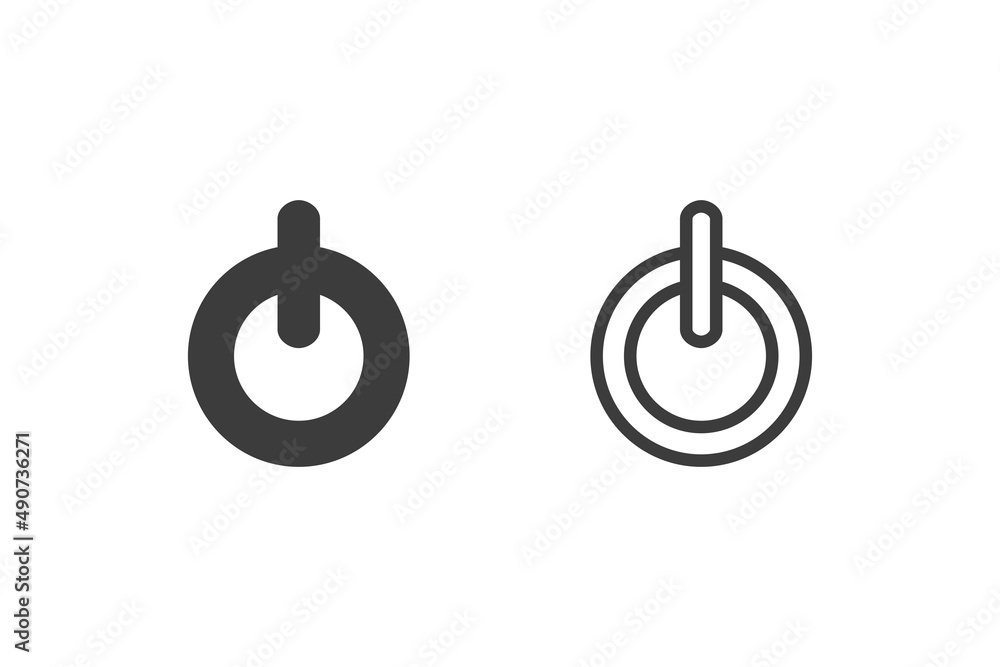 Power button icons with 2 style icons black and white. Isolated on white background. Power button icons with 2 style icons black and white. Isolated on white background.