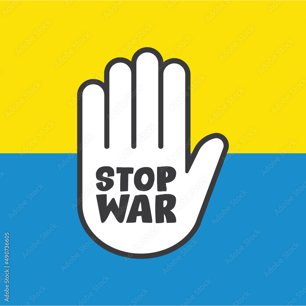 Obraz premium Stop war sign on hand icon.