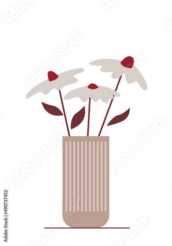 Vector tender flowers in a vase in a flat style.