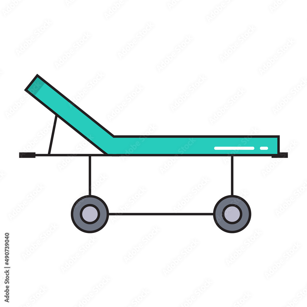 hospital gurney simple medicine icon in trendy line style isolated on white background for web applications and mobile concepts. illustration hospital gurney simple medicine icon in trendy line style isolated on white background for web applications and mobile concepts. illustration