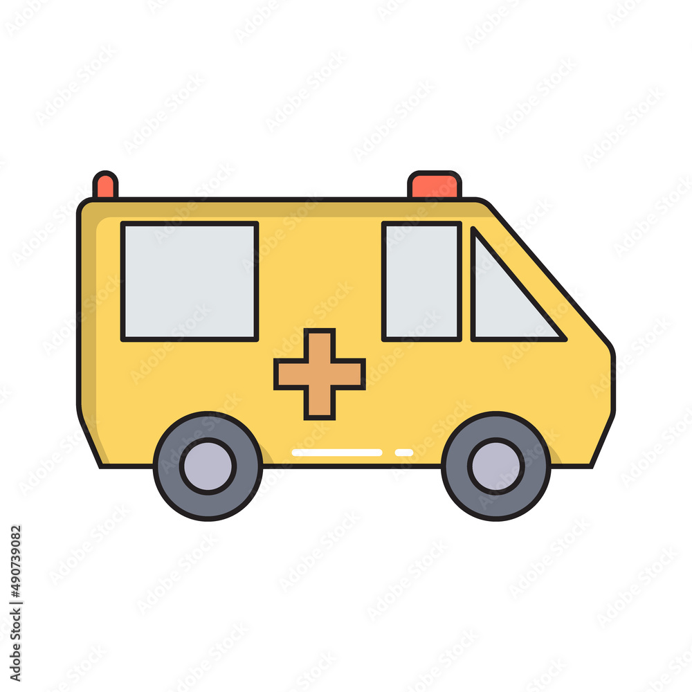 Ambulance car simple medicine icon in trendy line style isolated on white background for web applications and mobile concepts. illustration Ambulance car simple medicine icon in trendy line style isolated on white background for web applications and mobile concepts. illustration