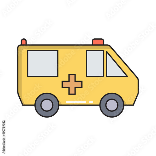 Ambulance car simple medicine icon in trendy line style isolated on white bac...
