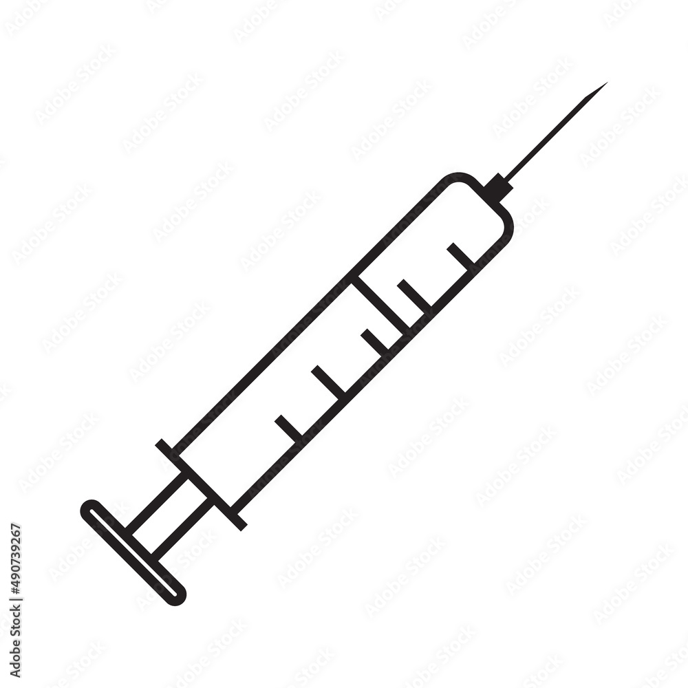 Syringe with vaccine simple medical icon in trendy line style isolated on white background for web apps and mobile concept. Illustration Syringe with vaccine simple medical icon in trendy line style isolated on white background for web apps and mobile concept. Illustration