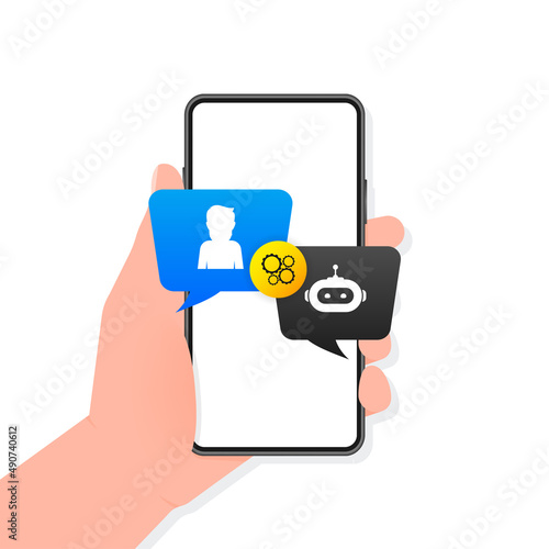 Chatbot icon concept, chat bot or chatterbot. Robot Virtual Assistance Of Website Or Mobile Applications. Vector illustration