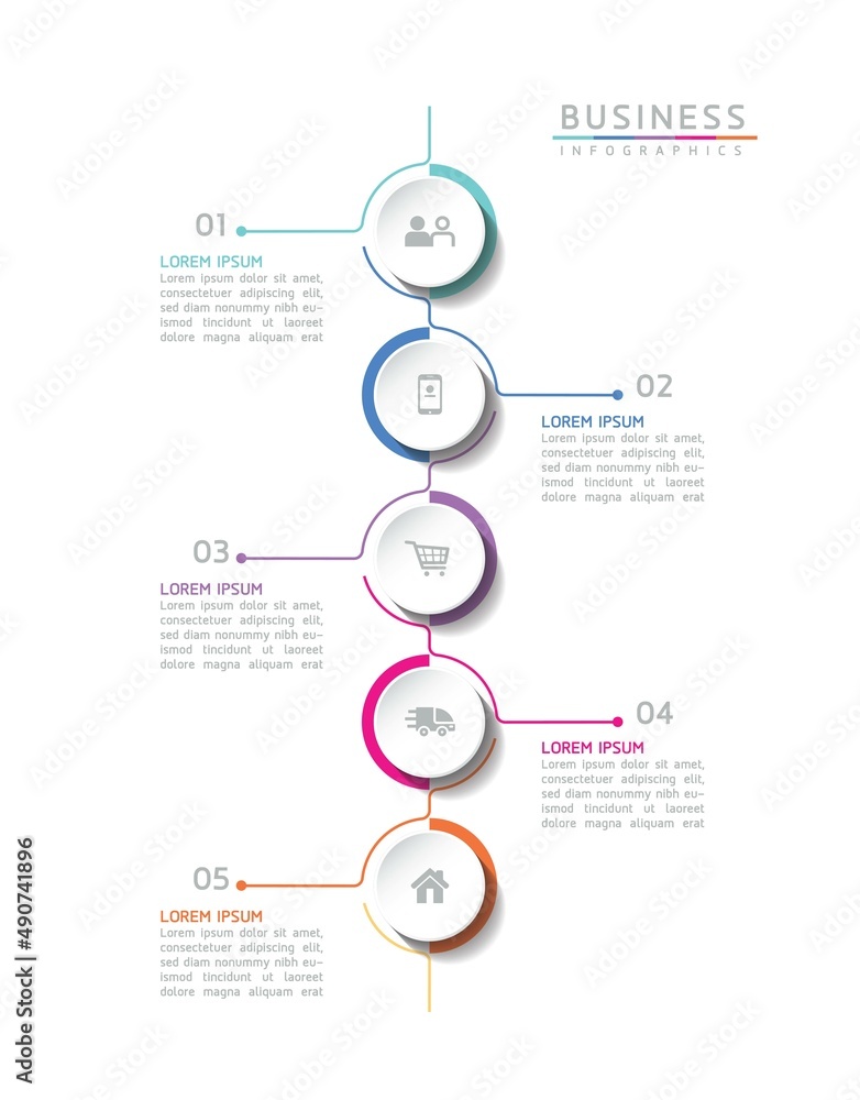 Vector illustration, infographics design, template, marketing, information, with 5 options or steps Vector illustration, infographics design, template, marketing, information, with 5 options or steps