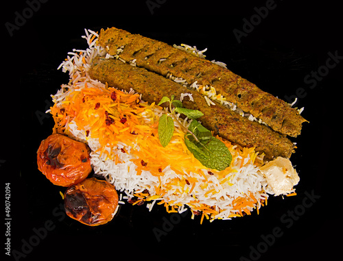 Arabic food and Persian cuisine on isolated background