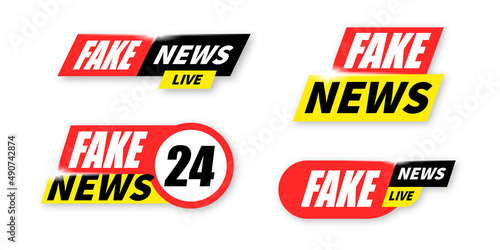 Fake news tv banner illustration. Television broadcast disinformation. Politic rumors misinformation publication.