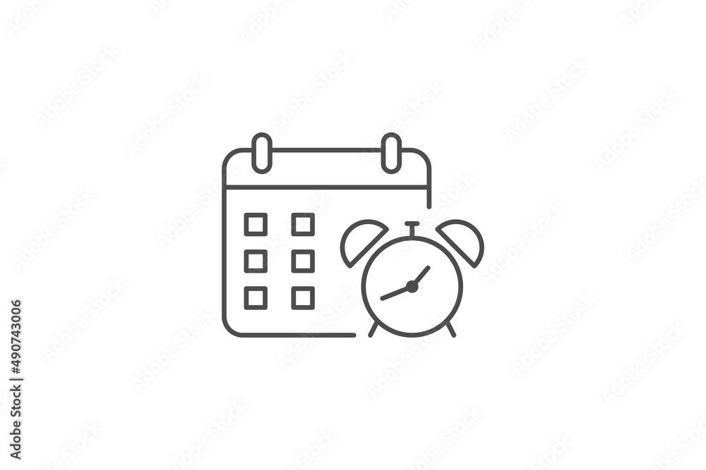 Calendar and alarm clock icon line vector Calendar and alarm clock icon line vector