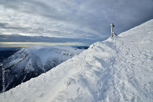 Krkonose Mountains, Lucni Bouda chalet, winter, weather station photo