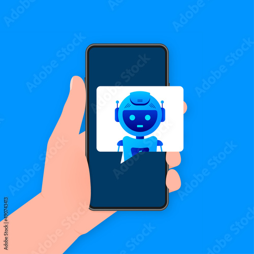 Chatbot icon concept, chat bot or chatterbot. Robot Virtual Assistance Of Website Or Mobile Applications. Vector illustration