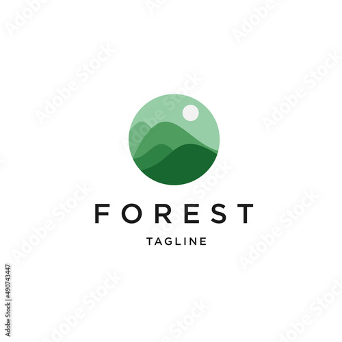Forest hill logo icon design template flat vector photo