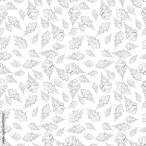 A set of oak leaves seamless pattern, 1000x1000, Vector graphics.
