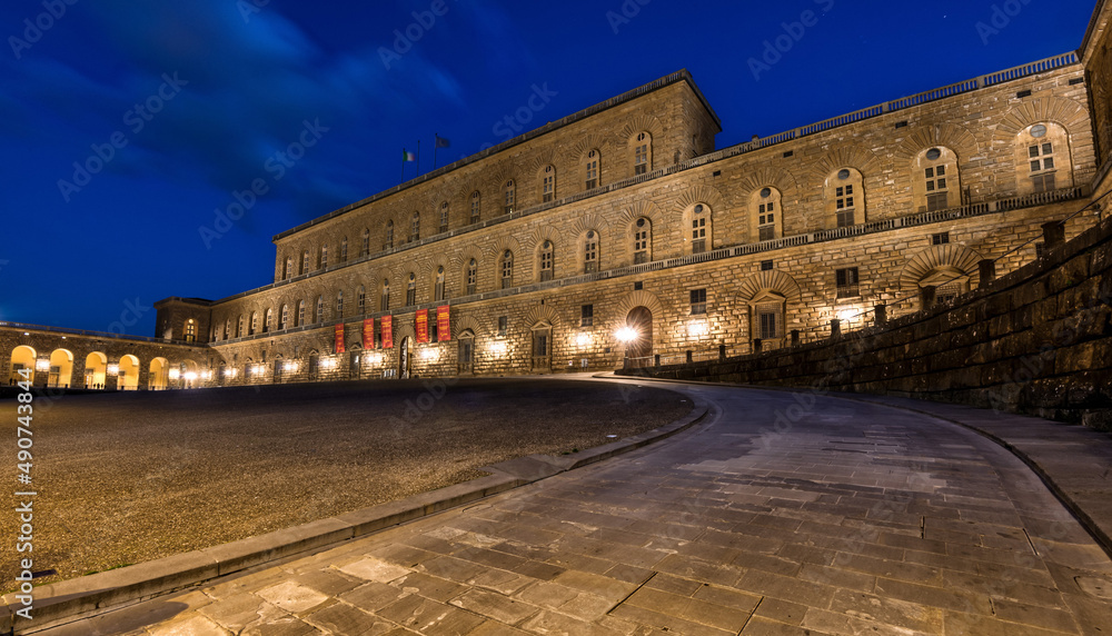Pitti palace in Florence at dusk