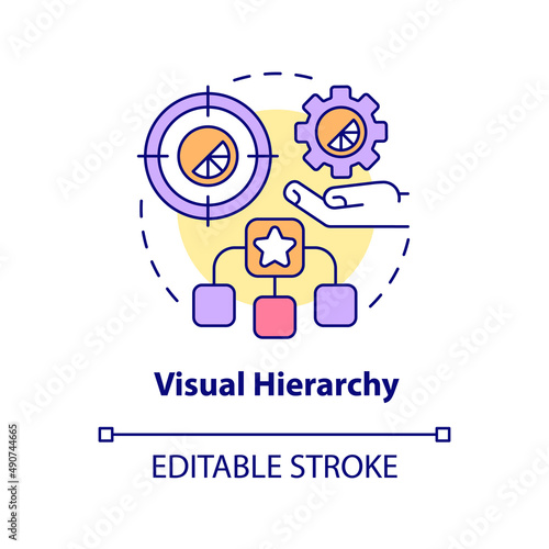 Visual hierarchy concept icon. Order of parts importance. Graphic design principles abstract idea thin line illustration. Isolated outline drawing. Editable stroke. Arial, Myriad Pro-Bold fonts used