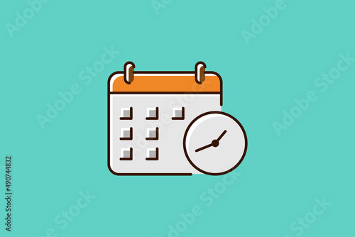 Calendar and clock icon vector