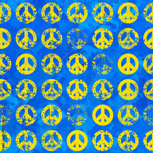 Peace sign on grunge background. Vector image.