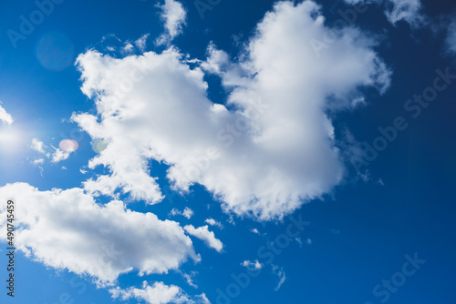 Cloudy and blue sky background.