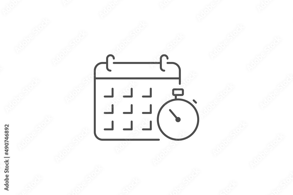 Calendar and stop watch icon line vector Calendar and stop watch icon line vector