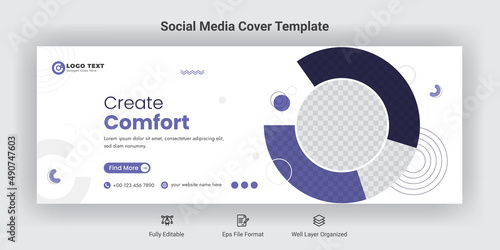 Create comfort social media facebook cover banner template