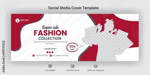 Fashion sale social media facebook cover banner template