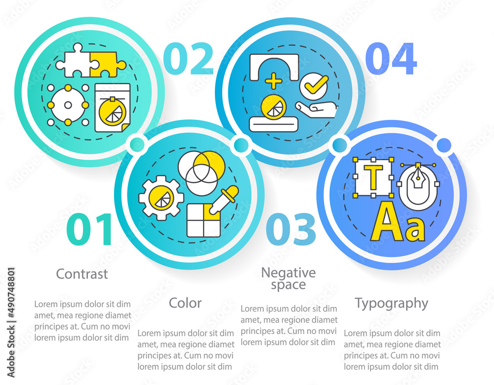 Principles of graphic design circle infographic template. Data ...