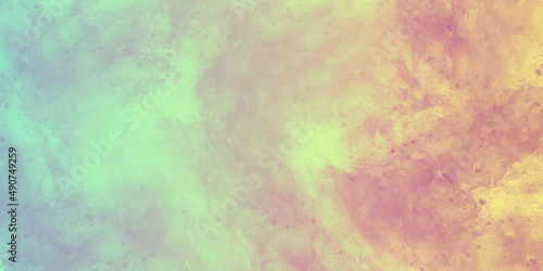 Abstract watercolor design wash aqua painted texture close up, grungy colorful background. gradient background in yellow, orange, red, with a paper texture.  © Aquarium