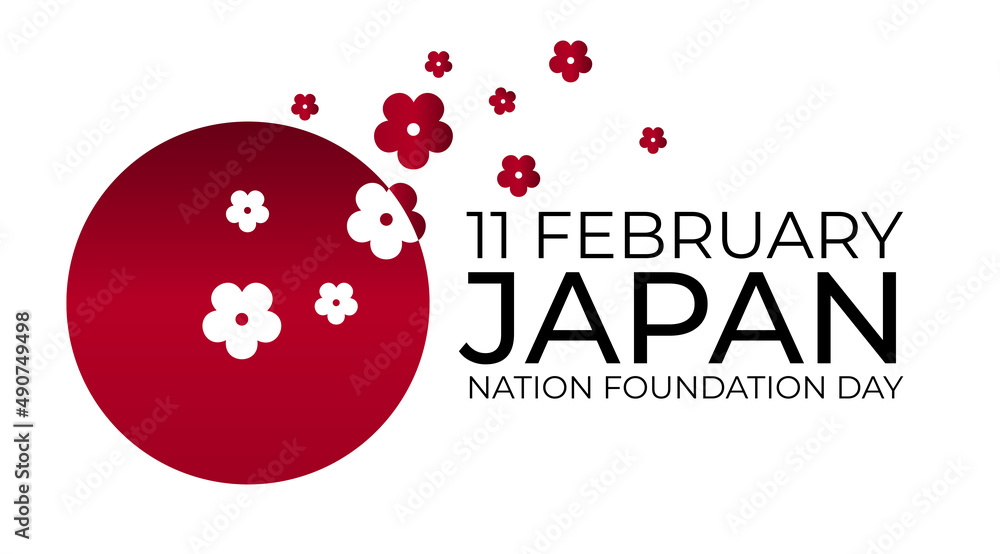 11 february Japan nation foundation day background Template design for card, banner, poster or flyer. Illustration