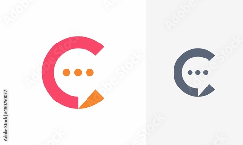 Letter C chat logo. C chat Icon design. Template elements. Geometric abstract logos