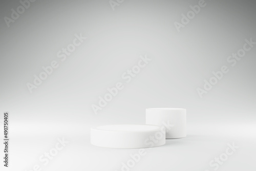 podium abstract background White scene geometry, minimal 3D rendering, white background.