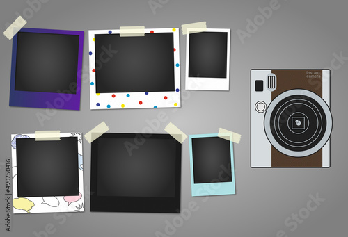 Instant camera, Polaroid collection, Vector illustration, Set of polaroid 