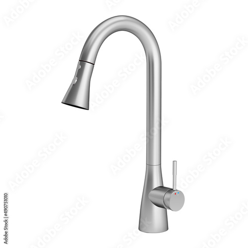 Illustration of the Water Tap, a Faucet for the Bathroom, or Kitchen Mixer on a White Backdrop