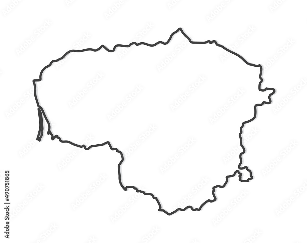 black outline of Lithuania map- vector illustration